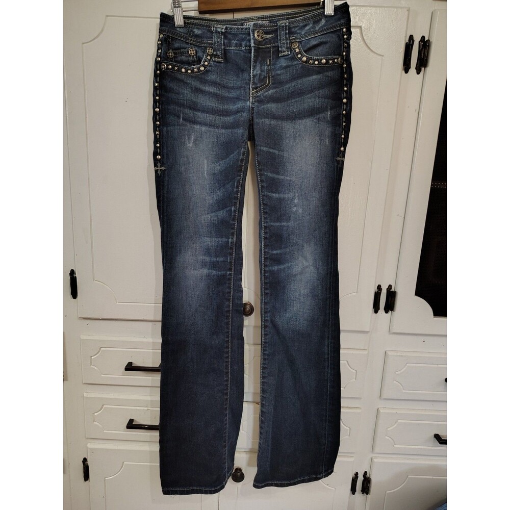 Affliction Jade Jeans Women's Size 25 Long  Low Rise Grunge Embellished